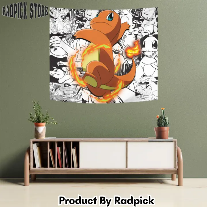 Pokemon charmander tapestry custom manga anime wall decor  rp5942111